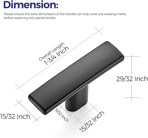 Miniatura 3 de Ravinte Paquete de 10 tiradores curvados de 1-34 pulgadas para gabinete, color negro mate, manijas de armario de cocina, manijas de gabinete de 1.75