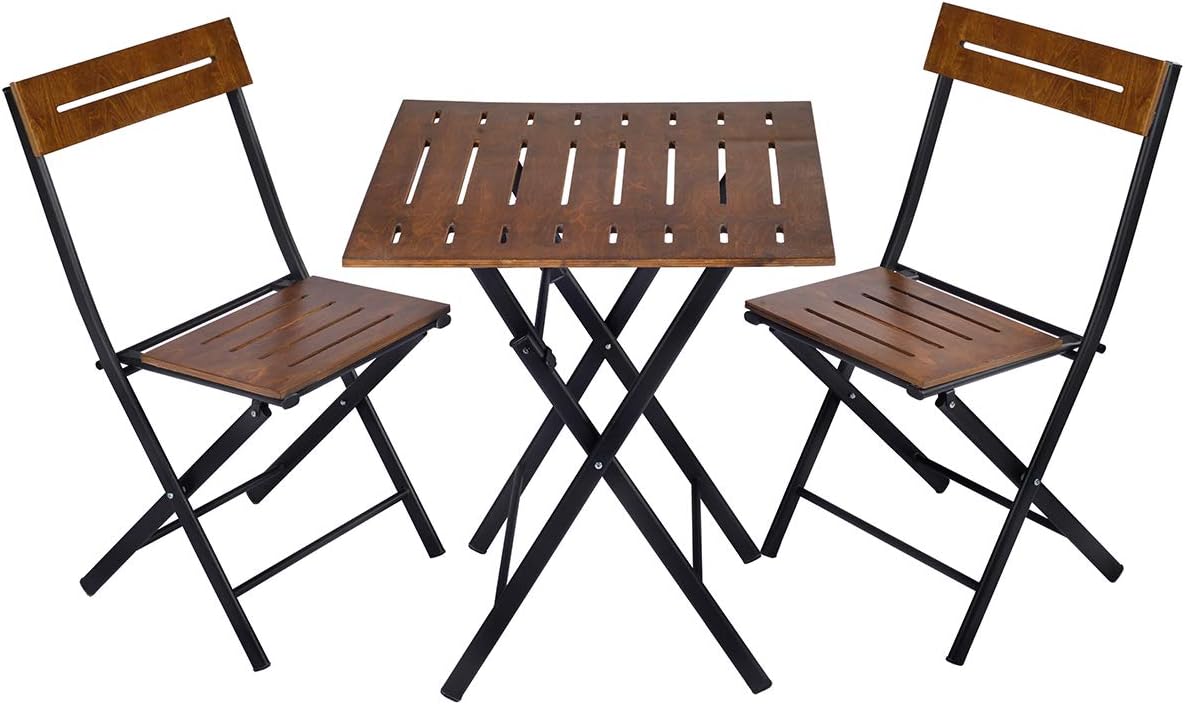 Walnut Wooden Bistro Set Wood Bistro 3 Pieces Garden Bistro