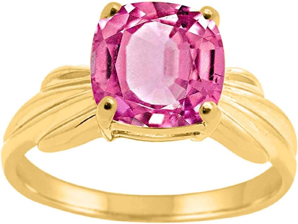 MauliJewels Rings for Women 2.25 Carat Cushion Cut Pink Topaz Ring Prong-Setting 10K Solid Rose Gold Jewelry Gift