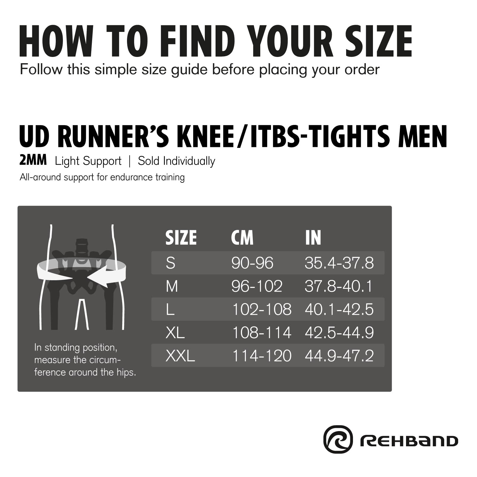 Rehband UD Runner's Knee/Thermal Zone Tights für Herren, Kompressionshose mit Wärmezonen für Laufen & Leichtathletik, verbessert Regeneration & hoher