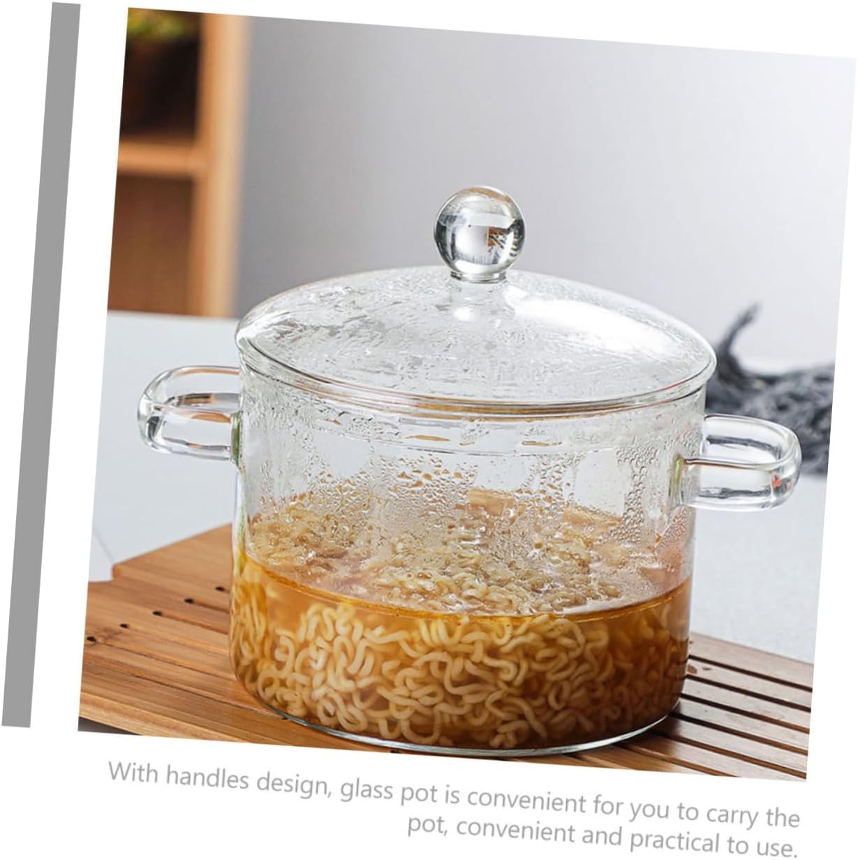 2 Pack Glass Saucepan Lid Instant Noodle Bowl Heat Resistant Glass Cooking Pot for Stewing