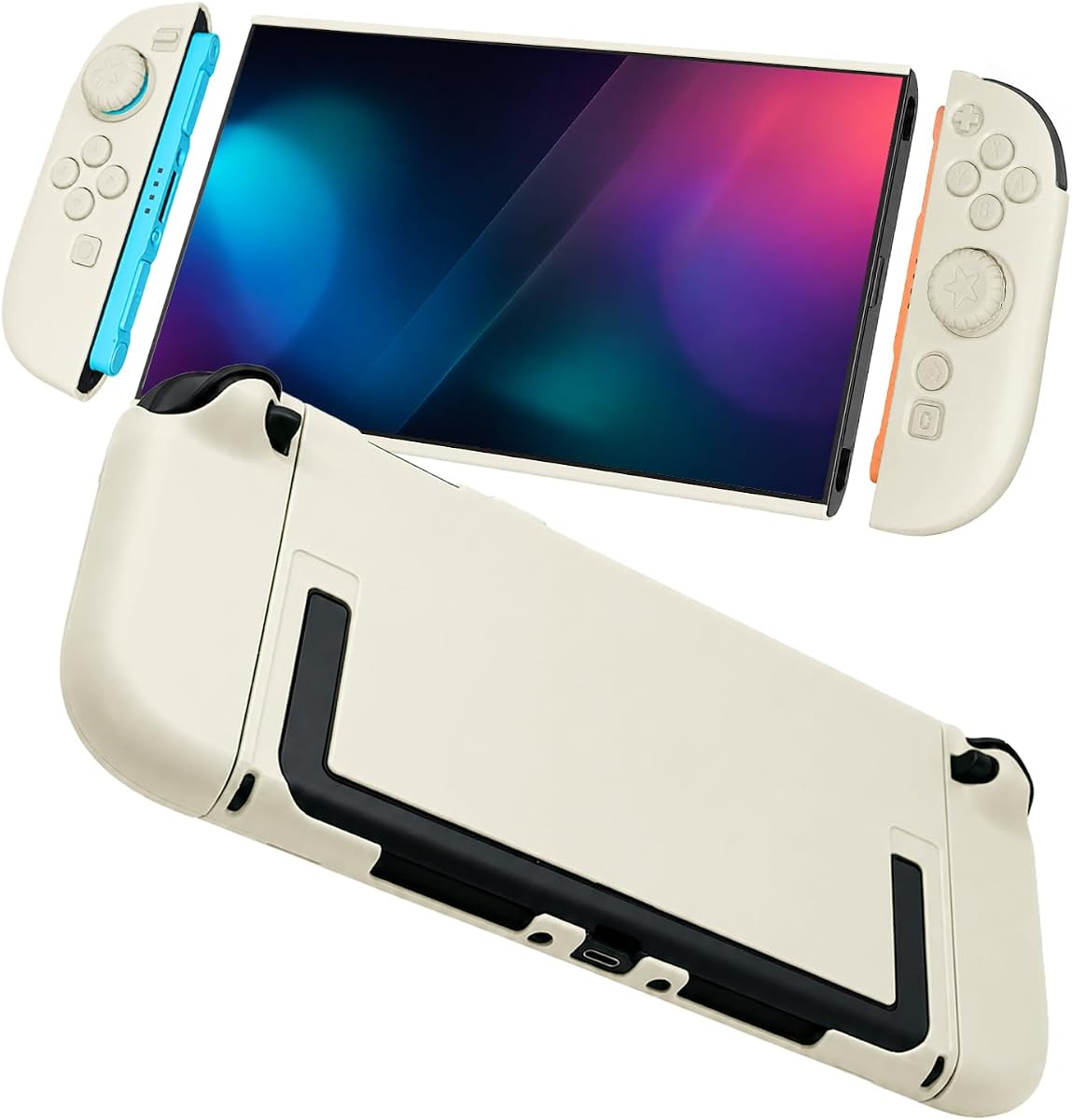 Hard Case Compatible with Nintendo Switch 2, Shockproof Dockable Full Coverage Protective Shell, Durable Anti-Fingerprint Split Cover for Switch 2 Game Console, Ivory White