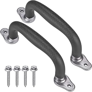 SELEWARE 2-Pack Black Playground Safety Handles - Non-Slip Kids Grab Grips for Playhouse, Treehouse, Swing Set, 400lb Capacity