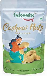 Fabeato 100% Natural Cashews: Crunchy, Raw Cashew Kernels (200g) | Gluten-Free, Plant-Based Protein Price In India