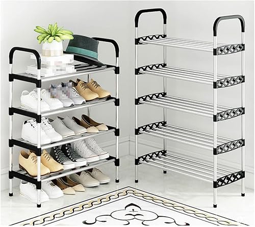 Miniatura 6 de LEIRUO Zapatero 5 Tier Shoe Rack for Closet Adjustable Freestanding Shoe Shelf Steel Pipe Material Shoe Organizer for Shoes Bags Books Toys Shoe