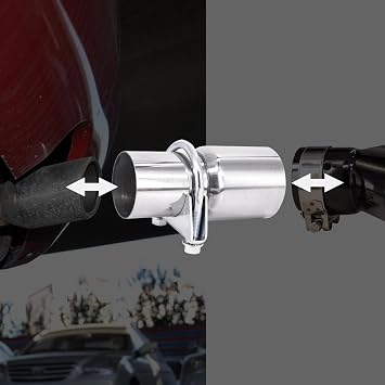 Exhaust Pipe Adapter Stainless Steel Exhaust Connector Connection Pipe Reducer Dilator Car Exhaust Pipe Modification (51mm–60mm)