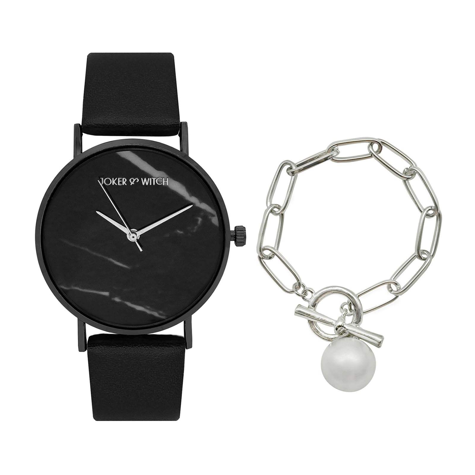 Joker & Witch Leather Women Ailani Analog Watch Bracelet Stack, Black Dial, Black Band (B0C7L8Q7TB) Amazon Price History, Amazon Price Tracker