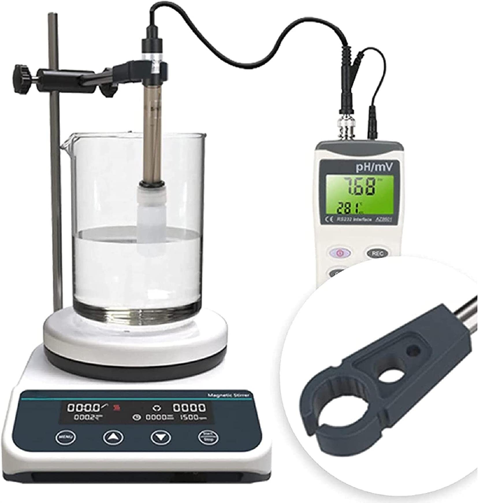 Placa Caliente Agitadora Magnética, Agitadores De Placa De Calentamiento De Laboratorio De 2L 400W con Barra De Agitación/Soporte De Soporte/Termómetro, 50-1500 RPM, para Equipos De Laborat