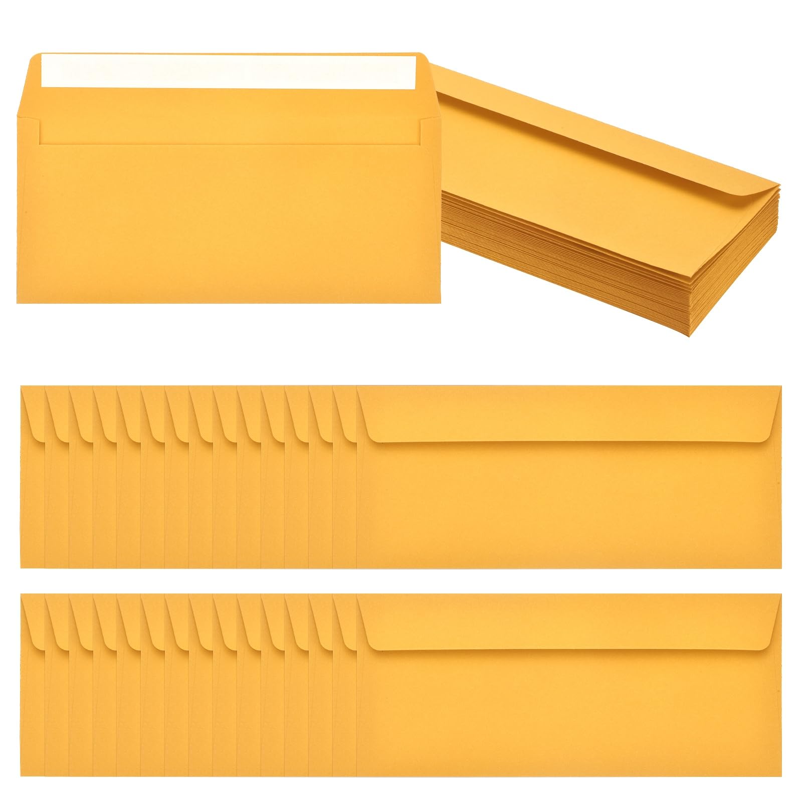 PATIKIL 60 Pack Golden #10 Business Envelopes, Colored Self Seal Letter Size Envelopes for Business Mailing Office Checks Invitation, 24.1 x 10.5 cm