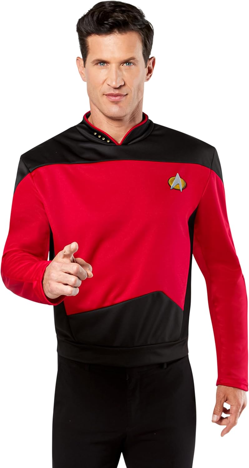 Rubies Men's Star Trek the Next Generation Deluxe Commander Picard Costume Shirt for themed parties and Halloween, Red, Medium