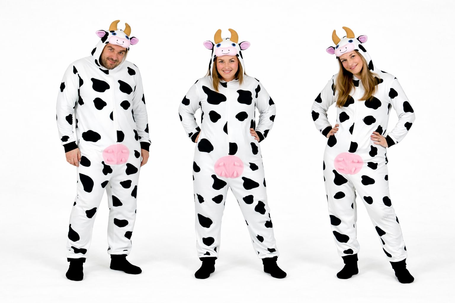 The Dragons Den Adults Cow All in One Bodysuit With Attached Headpiece Farm Animal Stag Party Hen Night Fancy Dress Costume
