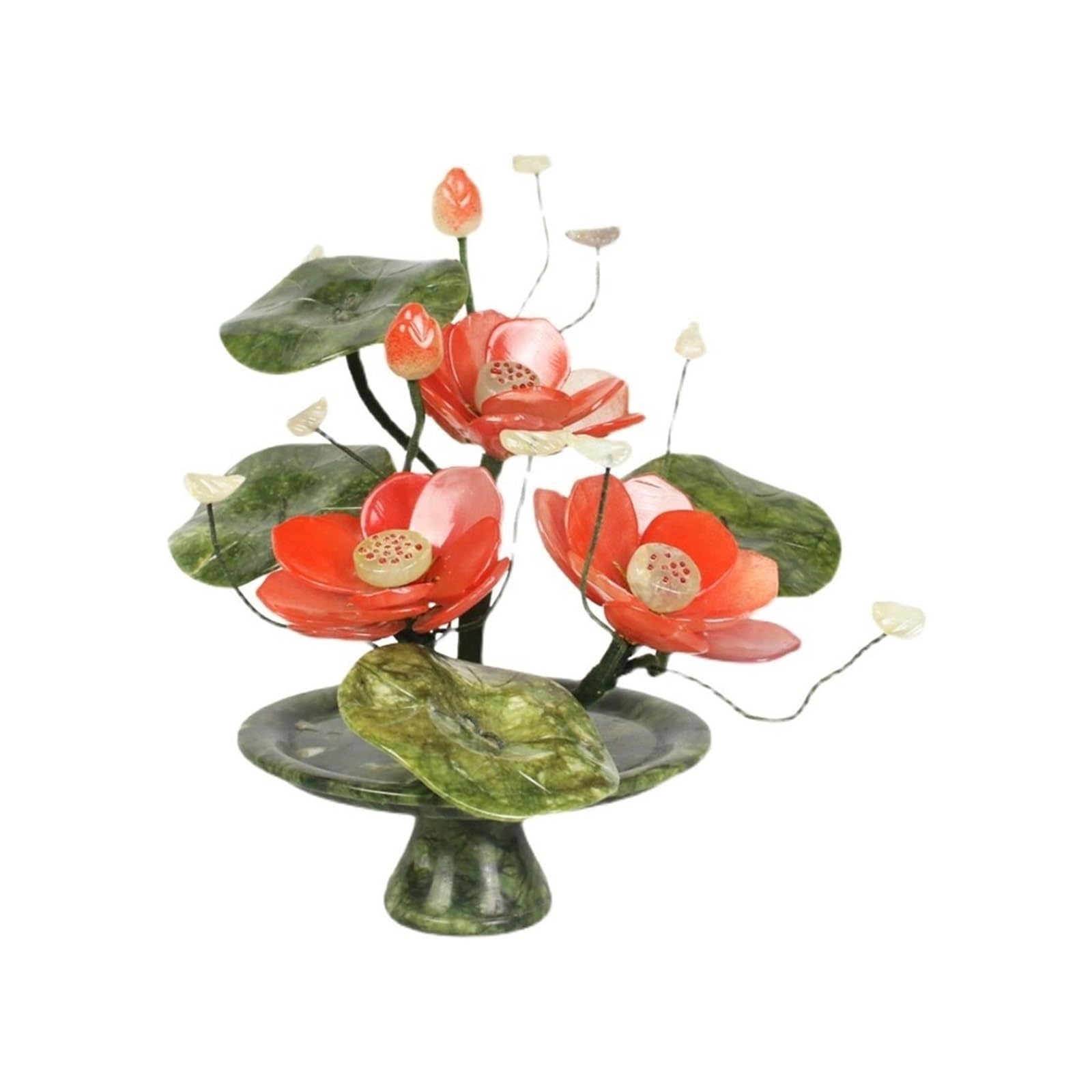 DFGHNBVC Artificial Plants Artificial Bonsai Tree, Jade Lotus Flower Ornament, Chinese Retro Style Decoration Simulation Tree,