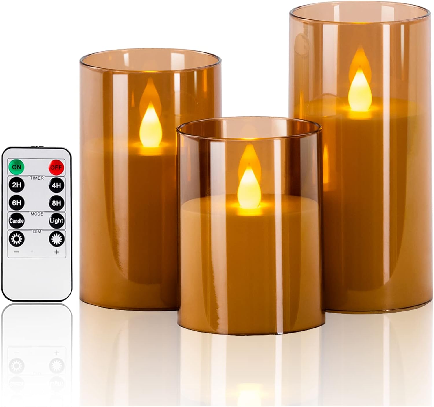 Enido Flameless Candles with Remote, Acrylic Battery