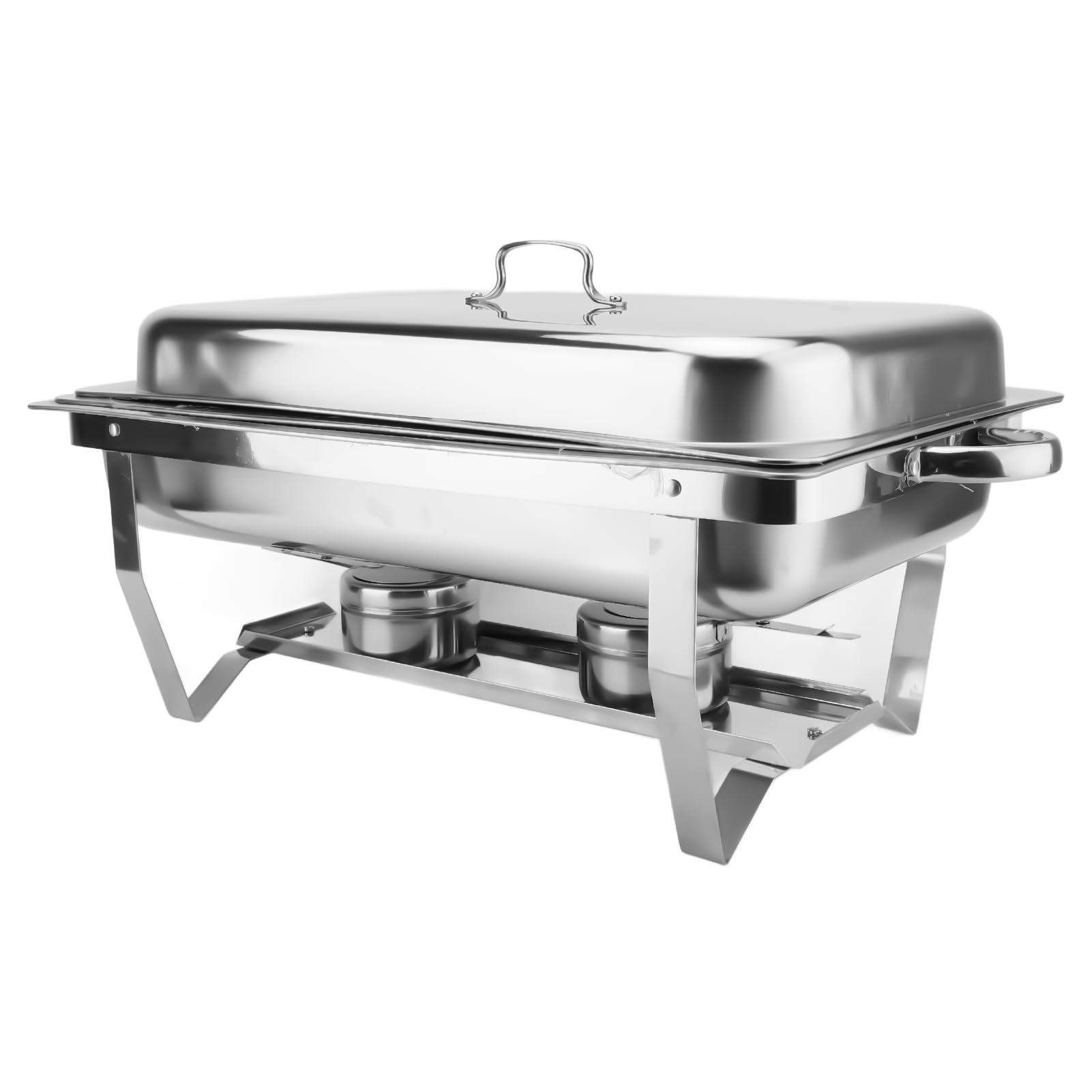 Luocute Chafing Dish de Acero Inoxidable, Juego de Buffet Cuadrado (4PCS) | Construcción dividida de cuerpo completo, fácil de limpiar, bandeja profunda, bordes lisos, para buffet de hotel de