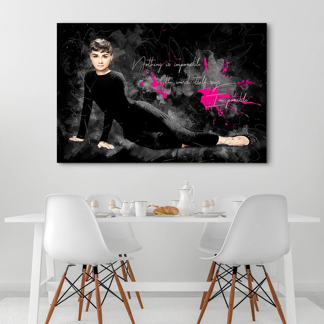 Kunstgestalten24 | Audrey Hepburn Bild Kunst Spruch Zitat | Leinwand Bild | Wohnzimmer bilder | Wandbilder | Wanddeko | XXL Bilder auf Leinwand | Moderne Bilder | Hochwertige Kunstdrucke