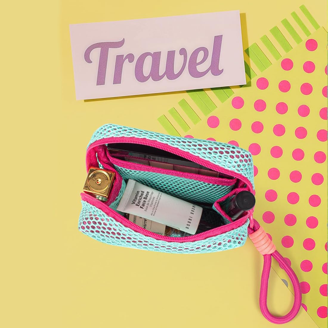 SURALIN 2 pezzi Borsa Cosmetica in rete Pochette Mare Organizer da Viaggio Borsa Pochette Donna Trucchi
