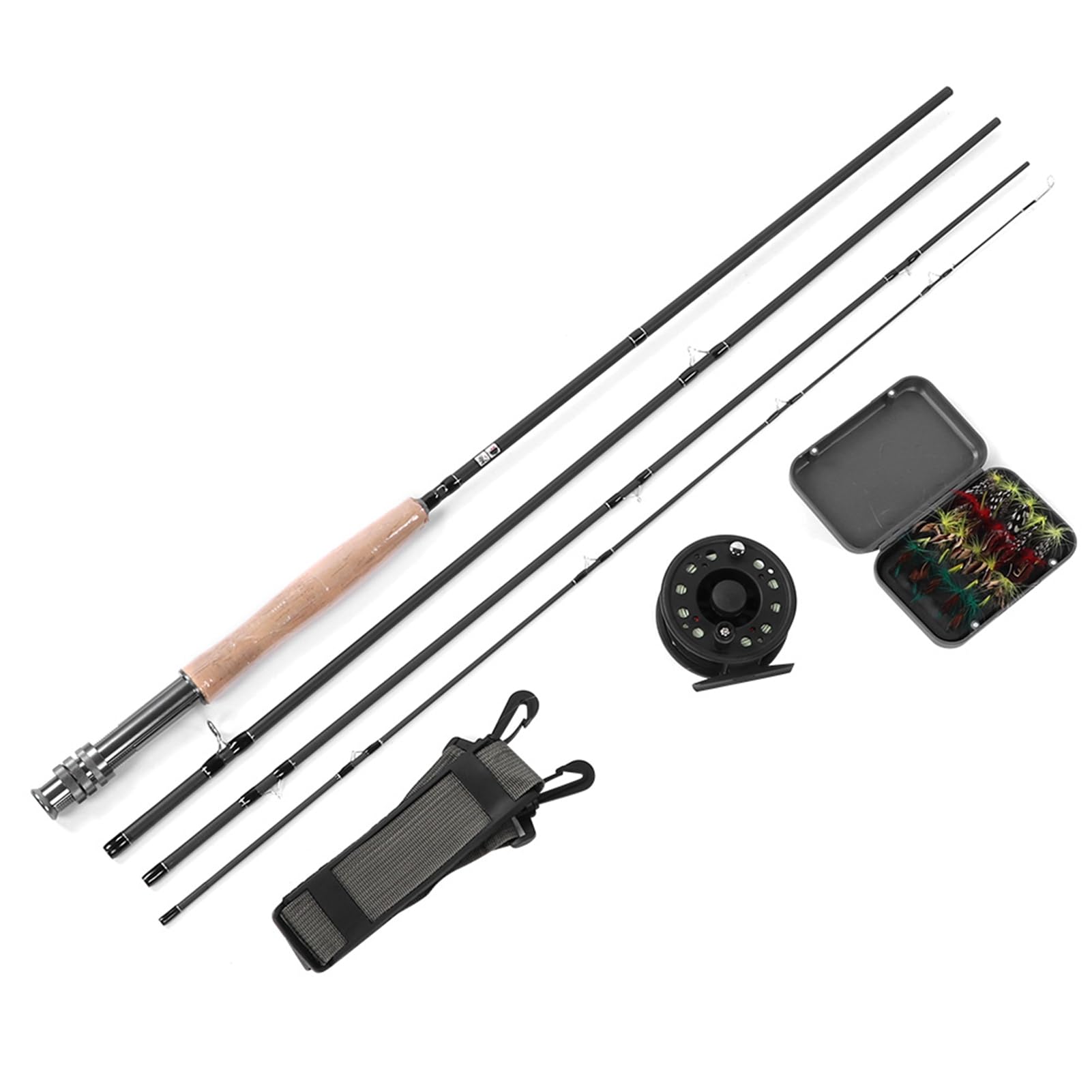 Set di Canne da Pesca Portatili in Fibra di Carbonio Kit di Canne da Pesca a Mosca Leggere e Durevoli per Viaggi con Zaino in Spalla 82x20x5 Cm