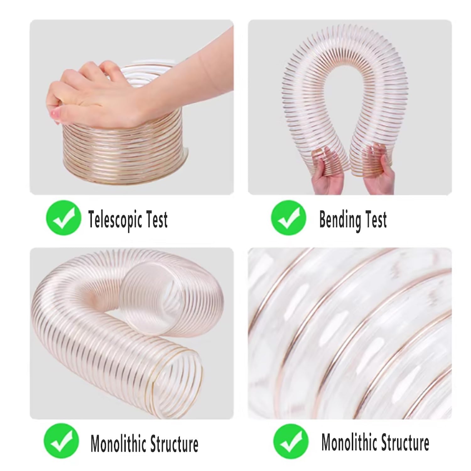 Manguera transparente de poliuretano para extracción de polvo, tubo de succión en espiral para carpintería, 1 m x 25 mm, manguera de vacío de alta resistencia