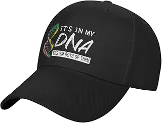 Half Brazilian American Flag It's in My DNA Stylish Baseball Cap Black - Adjustable & Breathable23