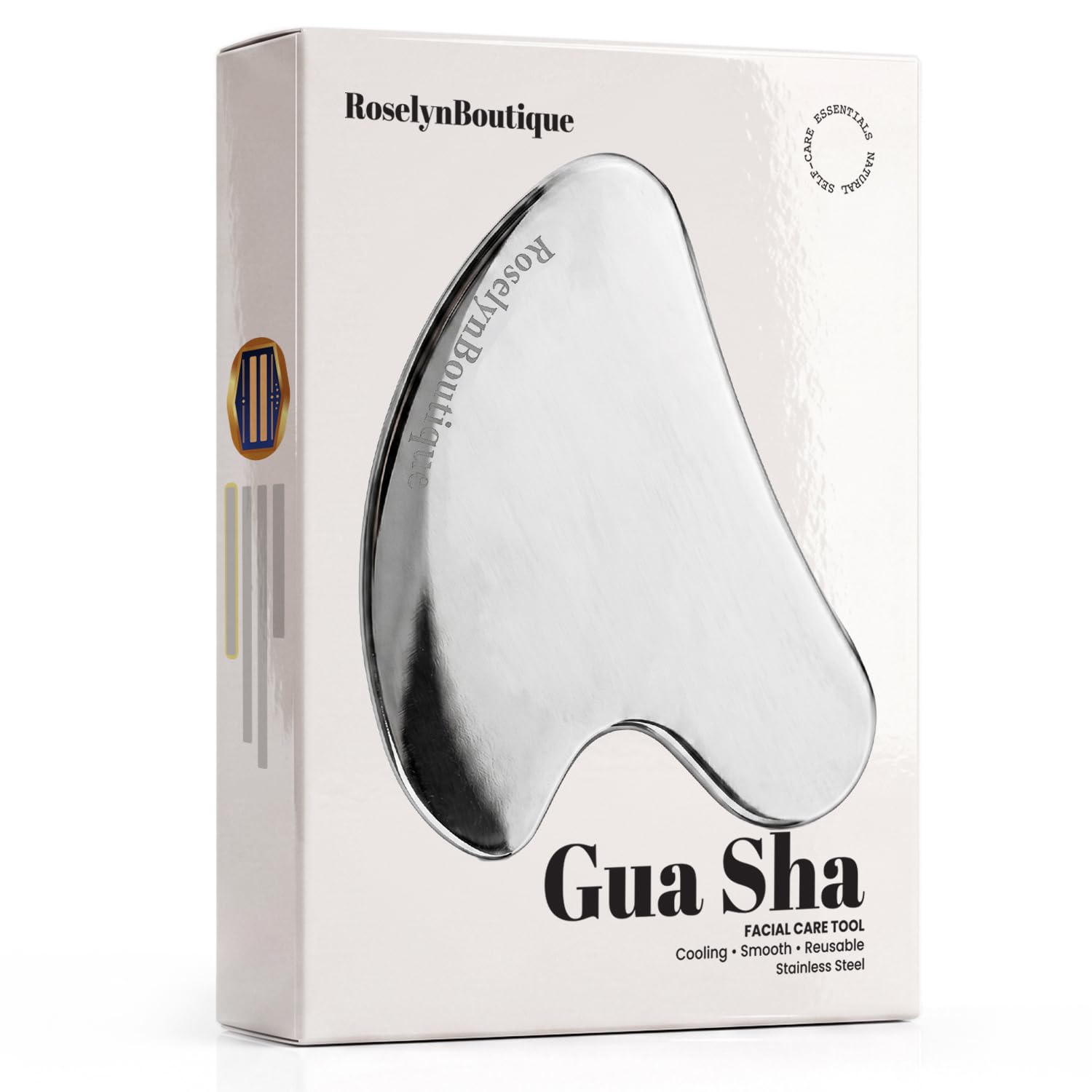 ROSELYNBOUTIQUE Stainless Steel Gua Sha Facial Massager Tool - Cooling Metal Face Sculpting Tool for Daily Skincare Routine, Durable &amp; Easy to Clean