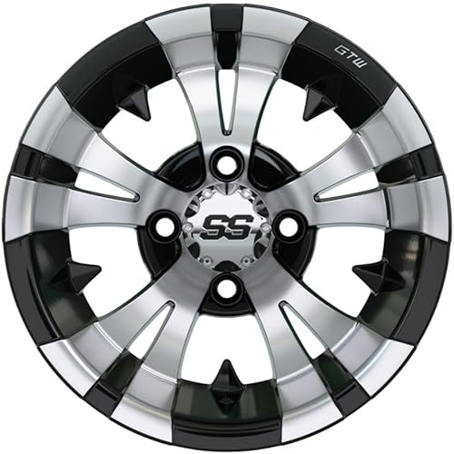 Miniatura 6 de GTW Combo de ruedas y neumáticos para carrito de golf de 12 pulgadas | GTW Vampire mecanizadas/ruedas negras en neumáticos Mamba Street 215/35-12