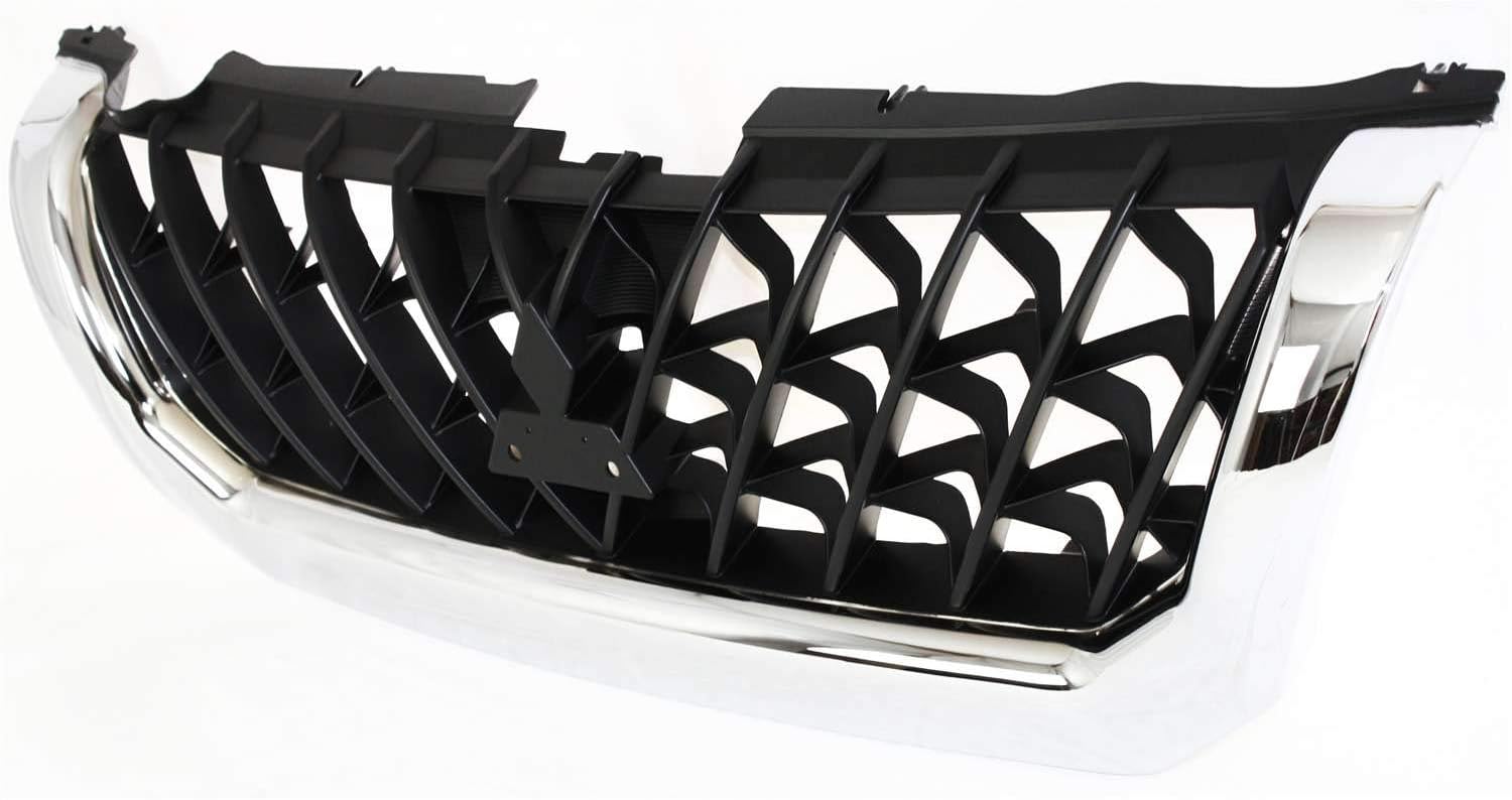 Evan-Fischer Grille Assembly Compatible with 2000-2001 Mitsubishi Montero Sport Plastic Chrome Shell/Painted Black Insert