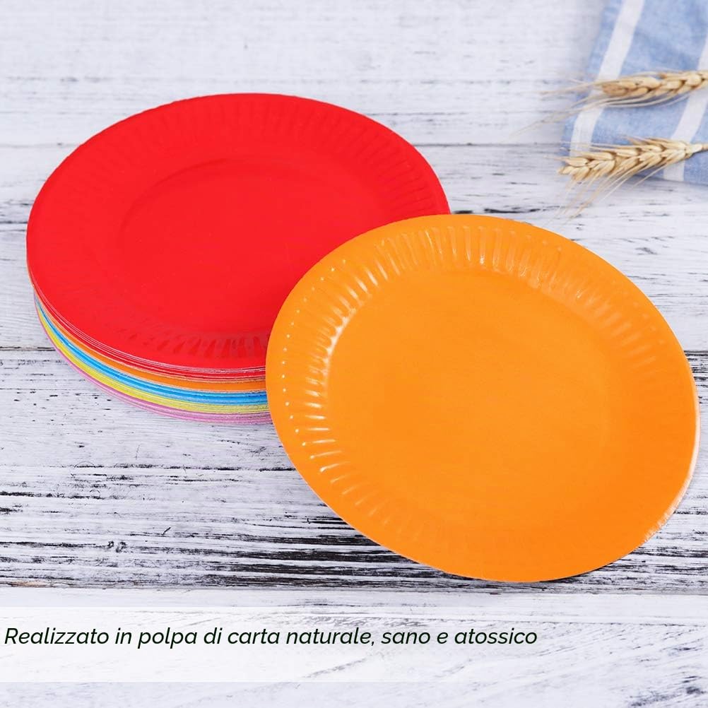 Toyvian Piatti Di Carta Usa E Getta 6 Pollici 100 Pezzi Piatti Colorati Per Feste Di Compleanno Piatto Di Carta Per Torte Dessert E Snack