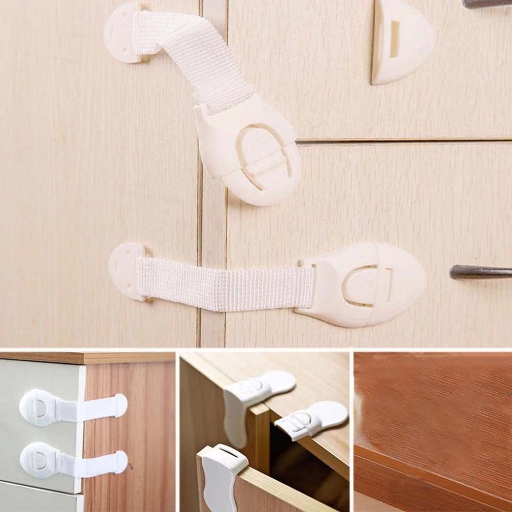 Volo Baby Infant Child Proofing Safety Locks Latches Door, Cupboard Cabinet, Fridge Drawer Locks/Child Safety Strap Locks for Dishwasher, Toilet with Strong 3M Adhesive (White) 16 Pcs. 1