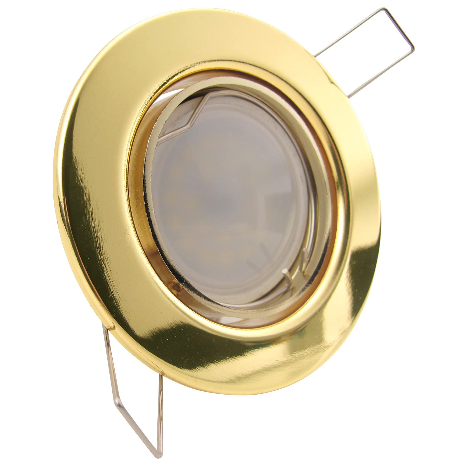 trendlights24 Decora LED Einbaustrahler 230V 10er Set 6W Warmweiß GU10 Spot | Deckenspots, Gold, rund, 450 lm, 3000k, LED Spots, austauschbar, Decken Einbauleuchte, schwenkbar, 68 mm Lochmaß
