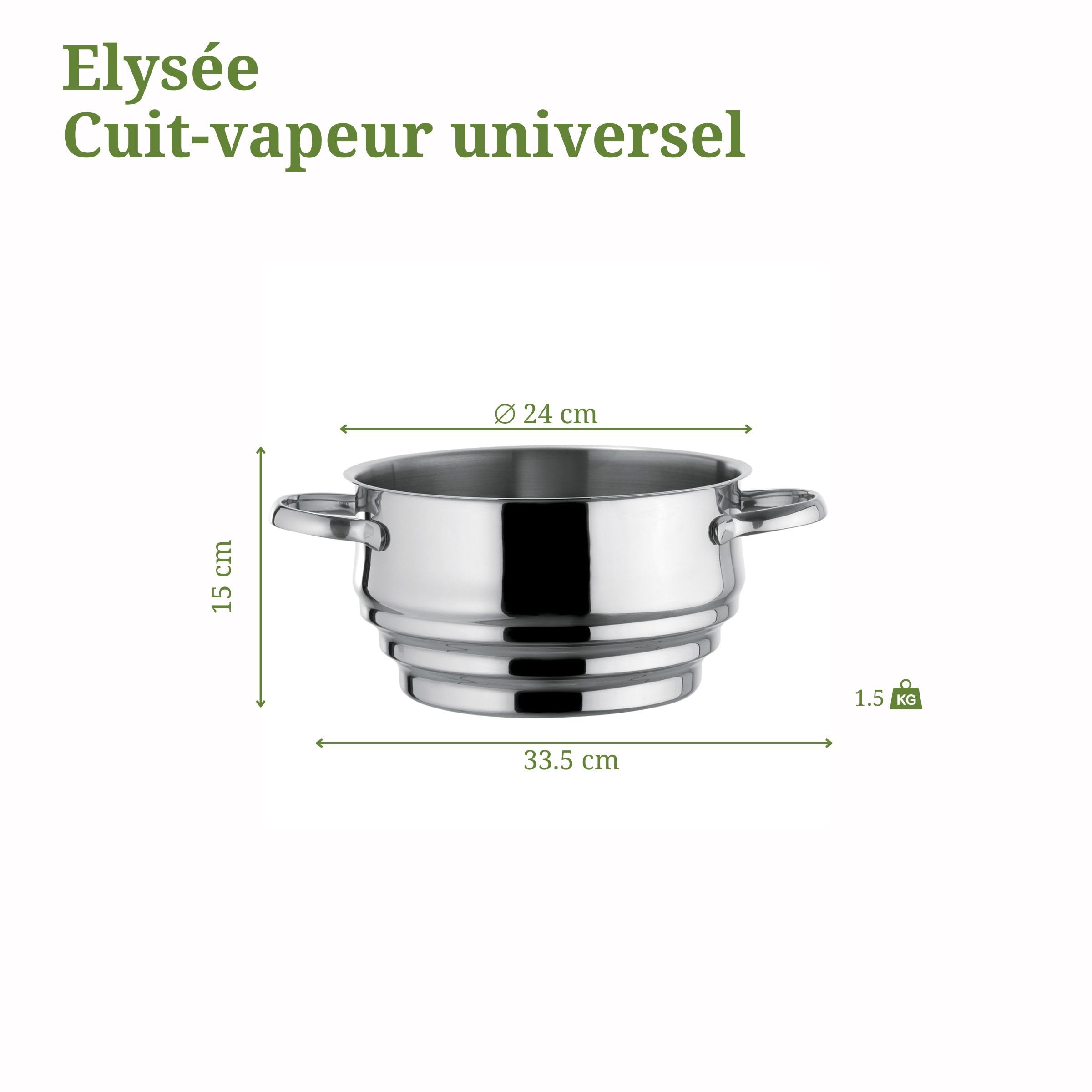 Cuisinox Elysée C61500WX13892 uniwersalny parowar, 20/22/24 cm, stal nierdzewna