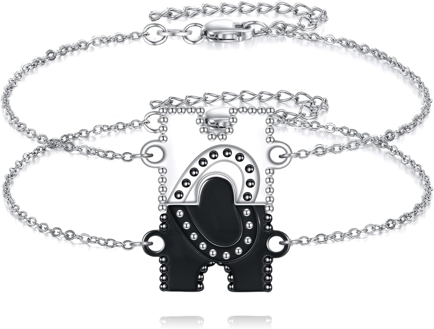 YFN Puzzle Piece Matching Bracelet Sterling Silver Couple Charm Bracelet Bff Friendship Jewelry Gifts for Couple