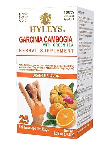 Hyleys Wellness Garcinia Cambogia - Té verde naranja - 25 bolsas - (100% natural, sin azúcar, sin gluten y sin OMG)