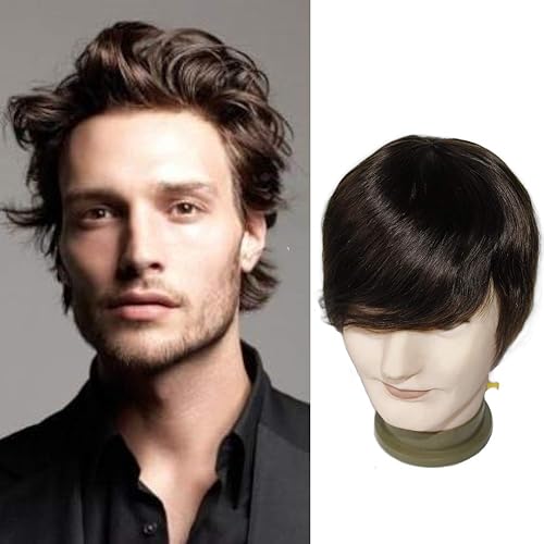 Miniatura 7 de Pelucas de repuesto de cabello humano tipo tupé para hombre, base mono Npu alrededor de sistemas de encaje, tamaño de unidad de cabello para