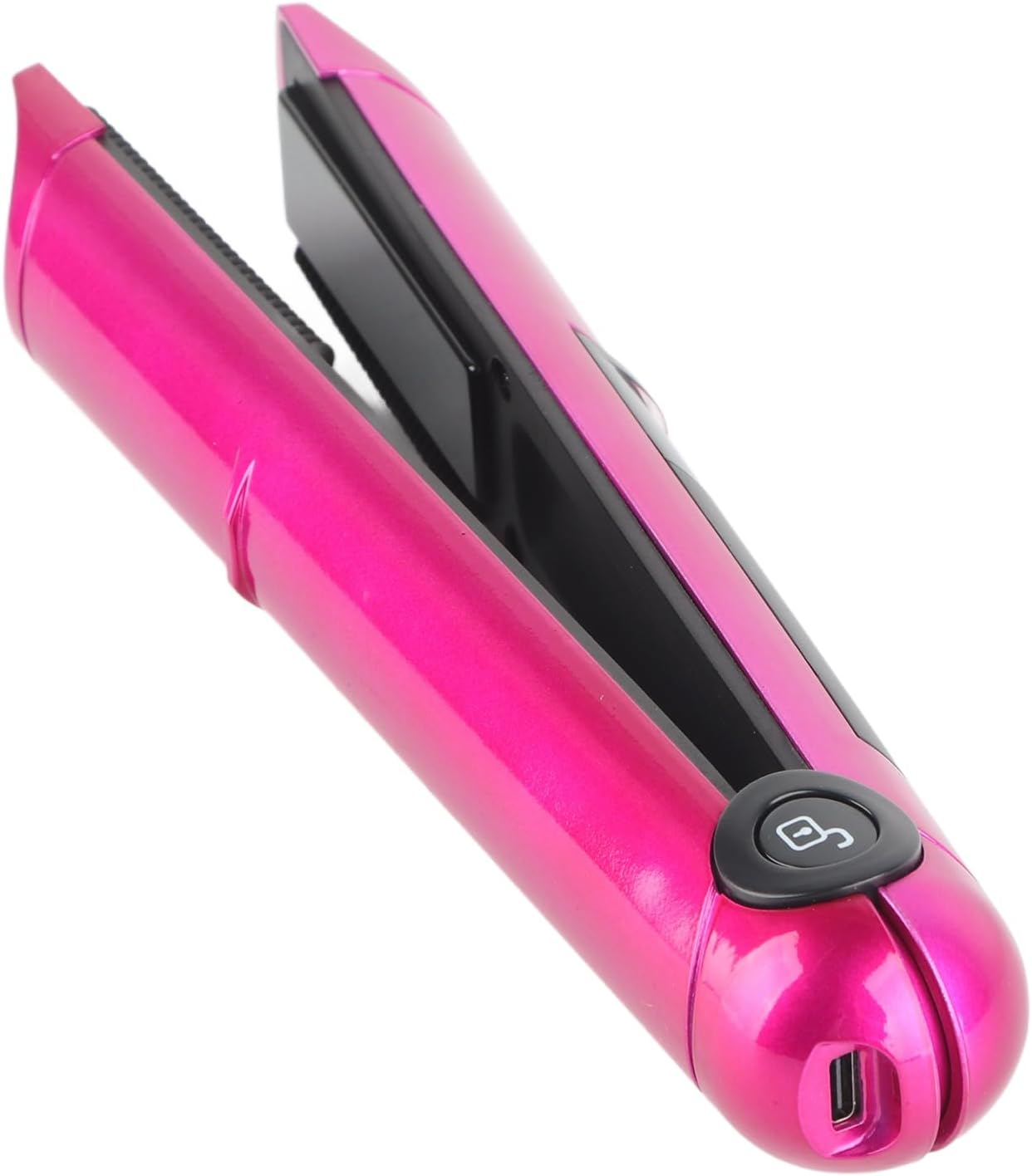 USB Rechargeable Multifunctional Mini Hair Straightener Curler Hair Styling Tool Rose Red Portable Travel Friendly 3 Temperature Settings for Women Girls Salon Quality Styling