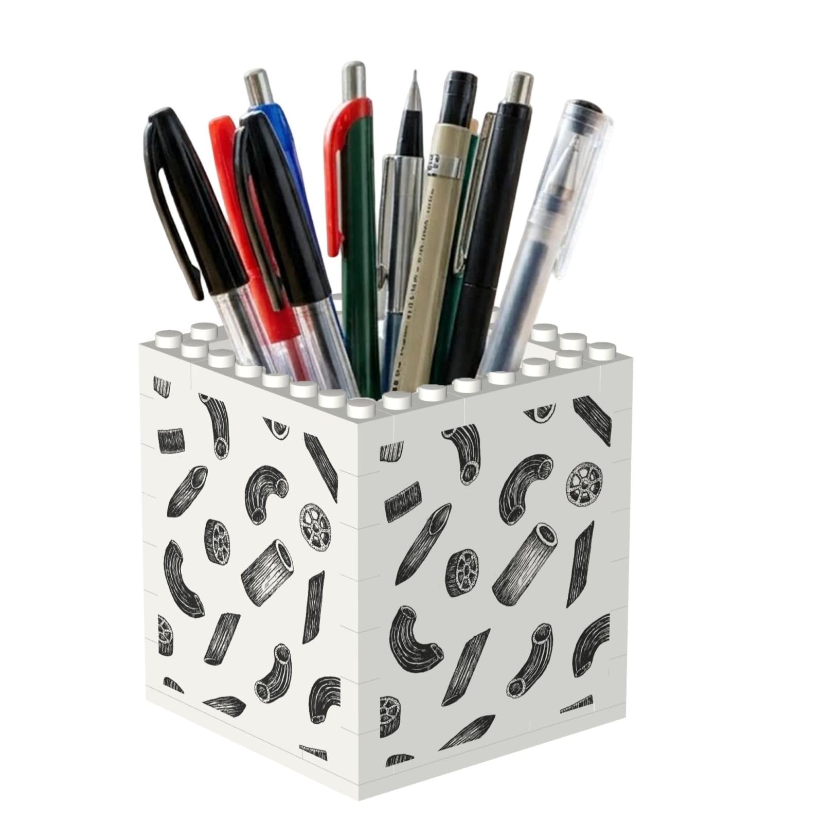 Poadnly Hand Drawn Pasta, Pen Pot Pencil Holder for Office Home School, Compact Desk Organiser for Office Stationery