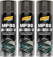 Kit 3 Limpa Contato Elétrico Spray 300ml Mundial Prime MP80 Aeroflex – Remove Oxidação, Poeira e Garante Melhor Contato em Componentes Elétricos