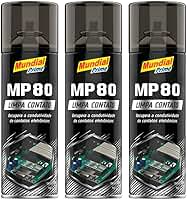 Kit 3 Limpa Contato Elétrico Spray 300ml Mundial Prime MP80 Aeroflex – Remove Oxidação, Poeira e Garante Melhor Contato em Componentes Elétricos