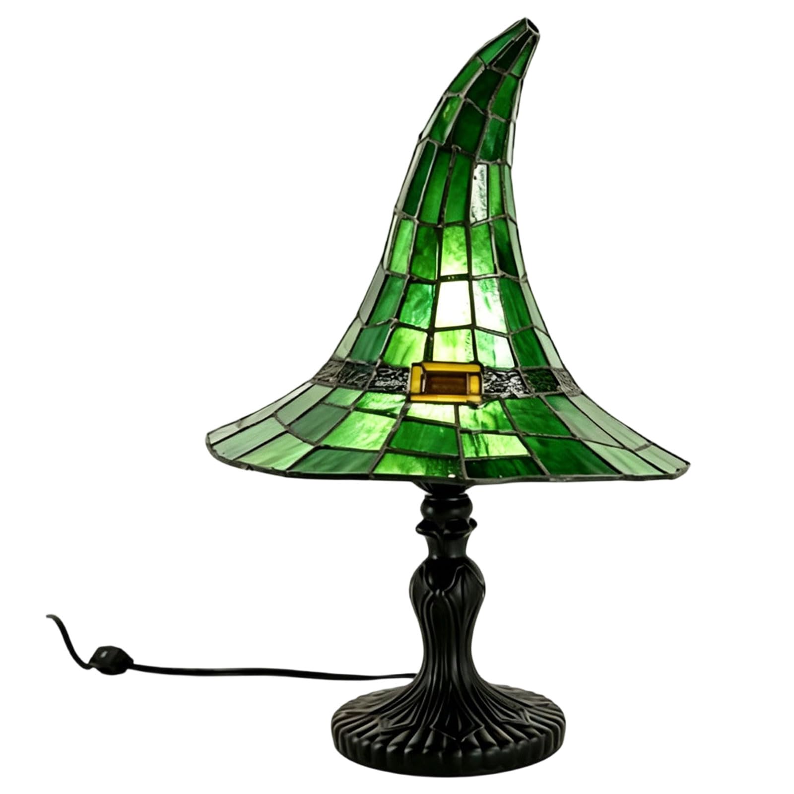 Tabletop Halloween Decor Lamp Witch Hat Plug in Accent Light with Soft Glow and Display Ready Base for Shelves and Mantels Witch Hat Table Lamp Halloween Accent Light Plug in Desk Bedside Mood Decor