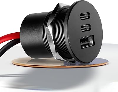 acegoo USB Socket 12V Outlet Aluminum Campervan USB-C Charger, Dual 20W PD3.0 Type-C & 18W QC3.0, Multi Port Fast Charging Replacement for Camper Trailer Truck Boat (1Pack)