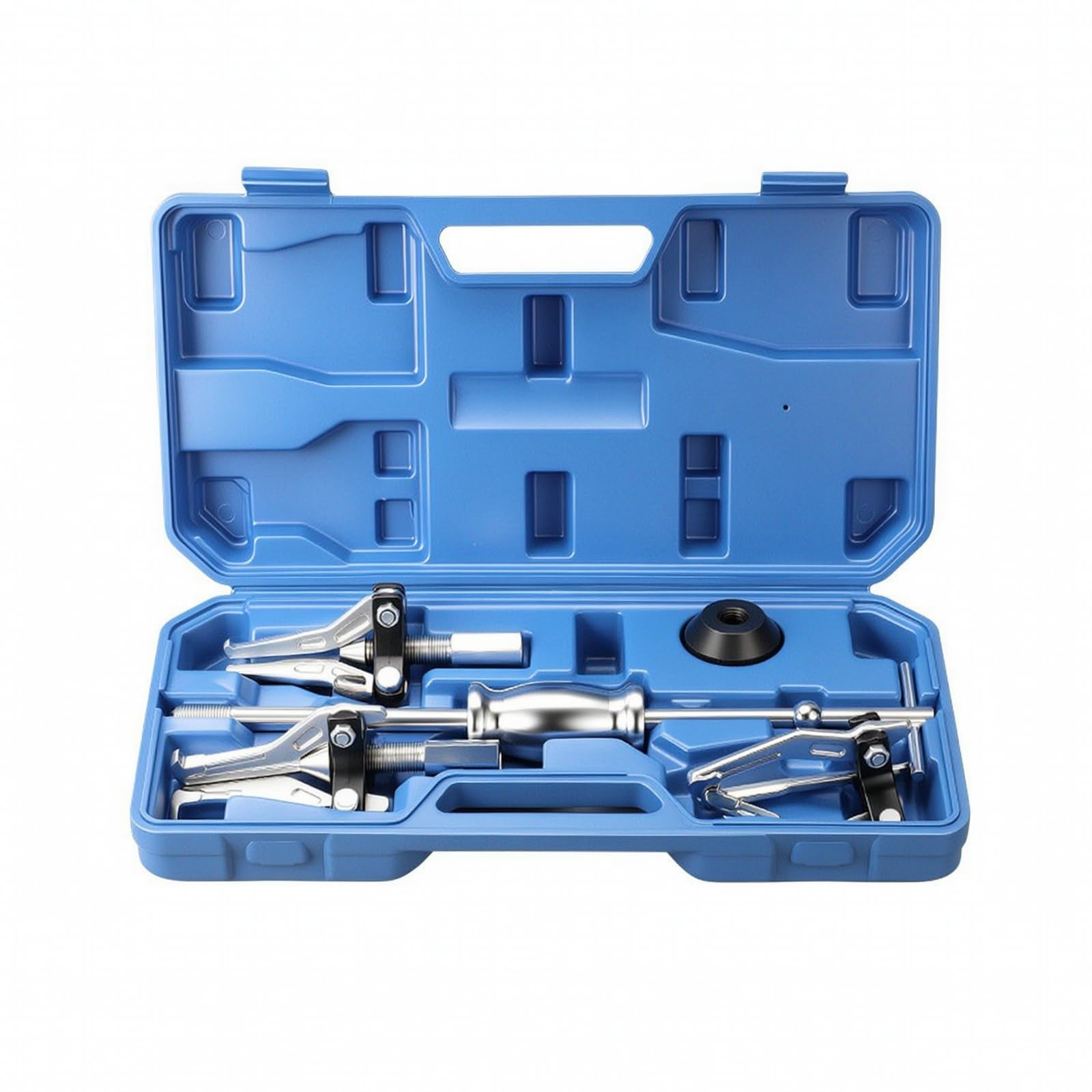 Kit Extracteur Roulement 5 Pièces en Acier Carbone Poignée Coulissante Bagues Adaptatrices pour Travaux Maintenance Automobile Atelier Mécanique, Bleu
