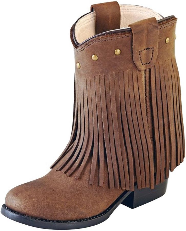 Old West Brown Toddler Girls Corona Leather Fringe Fashion Boots