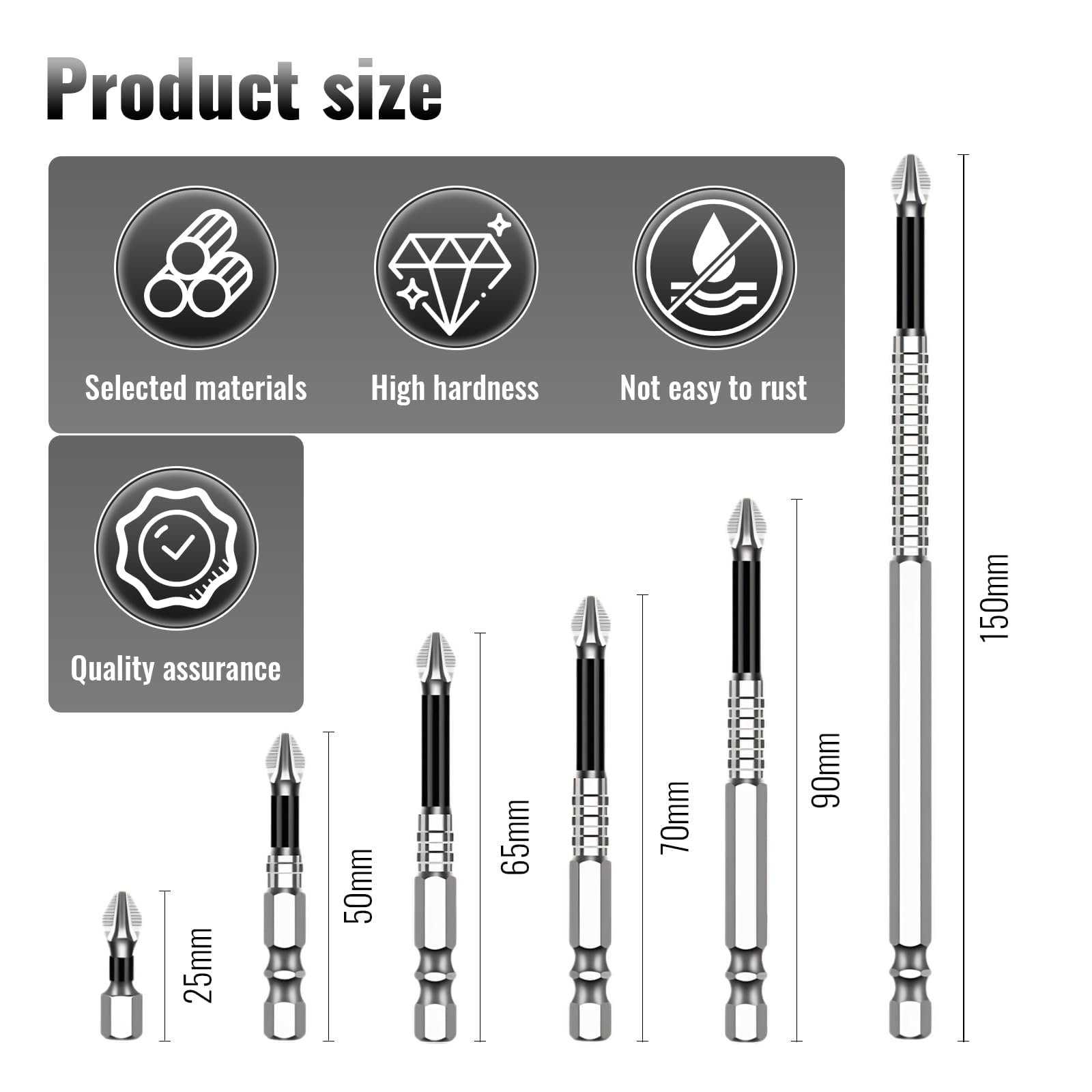 Porindisi High Magnetic Screwdriver Drill Bit Set - Strong Magnetic Durability, Anti-Slip Electric Screwdriver Set with Precision Magnetic Drill Bits (6PCS)
