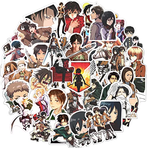 Image of FlyBuyHub Attack On Tittan Aesthetic Vinyl Journal Stickers for Phone Case, Laptop, Notebook, Water Bottle, Etc Self-Adhesive Stickers Set of 50 Glossy and Waterproof Stickers (Attack On Tittan)