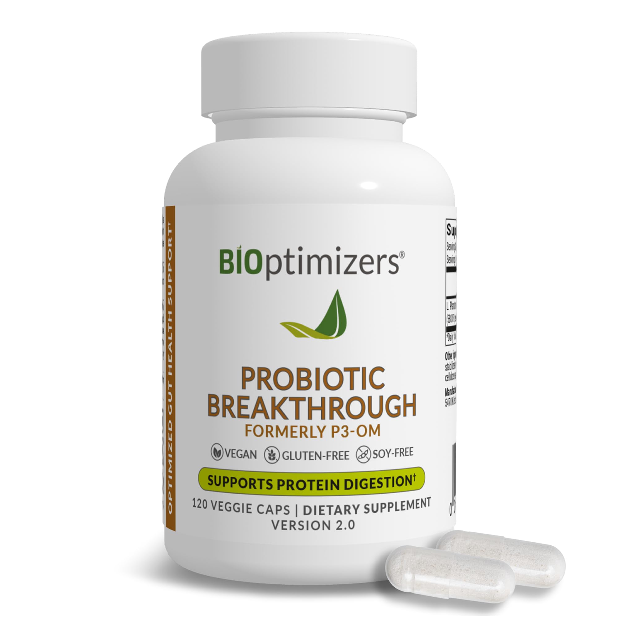 BIOptimizers Suplemento probiótico com Lactobacillus Plantarum OM, 120 cápsulas