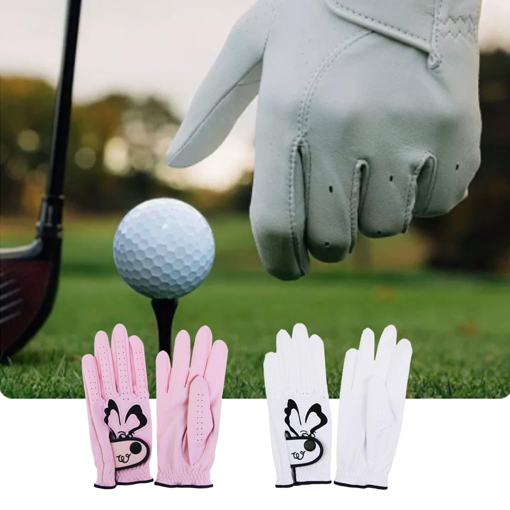 1 Paar Cartoon-Golfhandschuhe, atmungsaktive Golfhandschuhe, tragbar, verdickte Fäustlinge, Hand für Outdoor-Platz, Fitnessstudio, Rosa, Größe 20