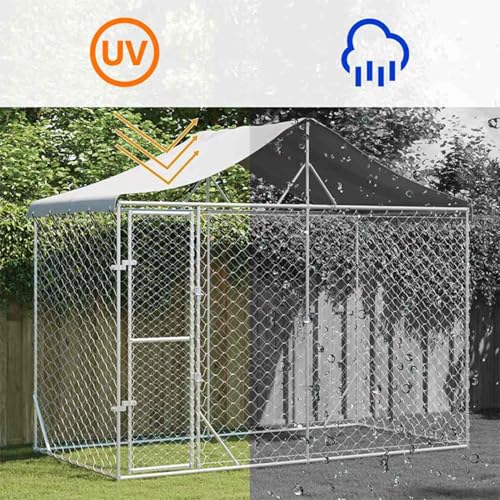 Rantry Outdoor-Hundezwinger mit Dach Silber 3x1,5x2,5m Stahl Verzinkt Hundehütte Outdoor Model153680