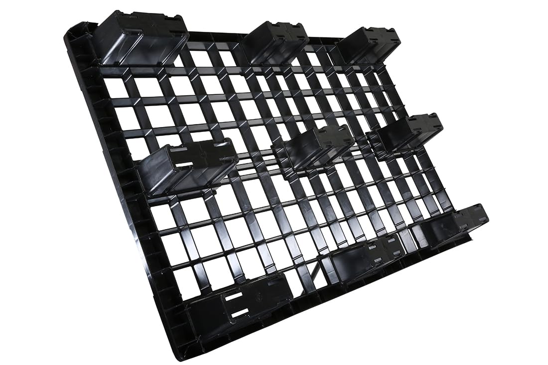 CATOLO Lot de 10 palettes légères, 120 x 80 cm, en plastique européen, jetables, noires