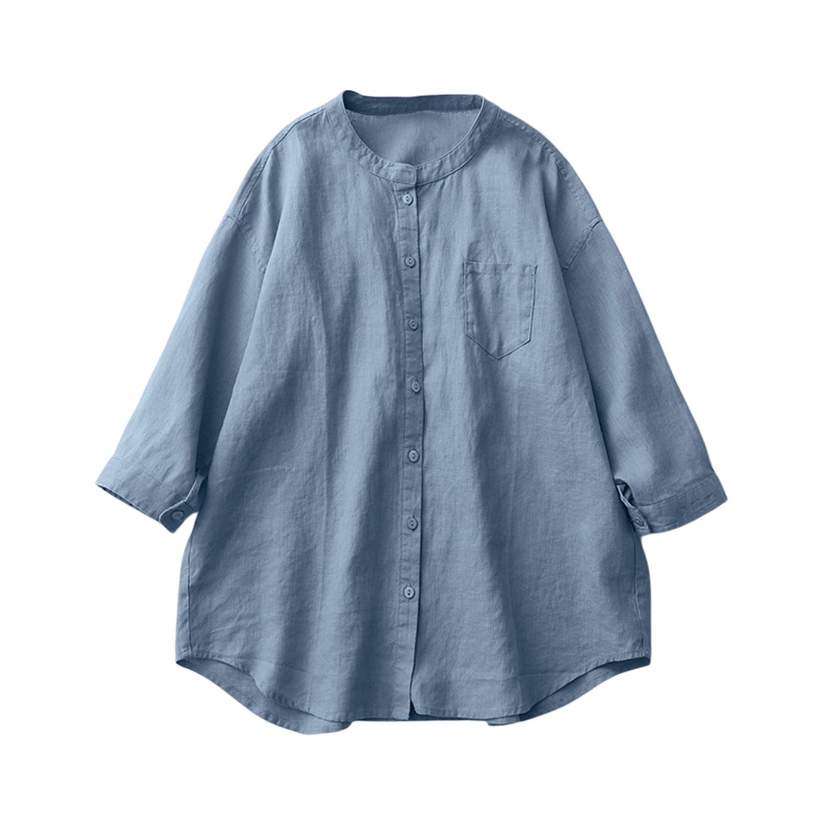 Amazon | [F8eight] 綿麻専門店 シャツ 綿麻 七分袖 ブラウス