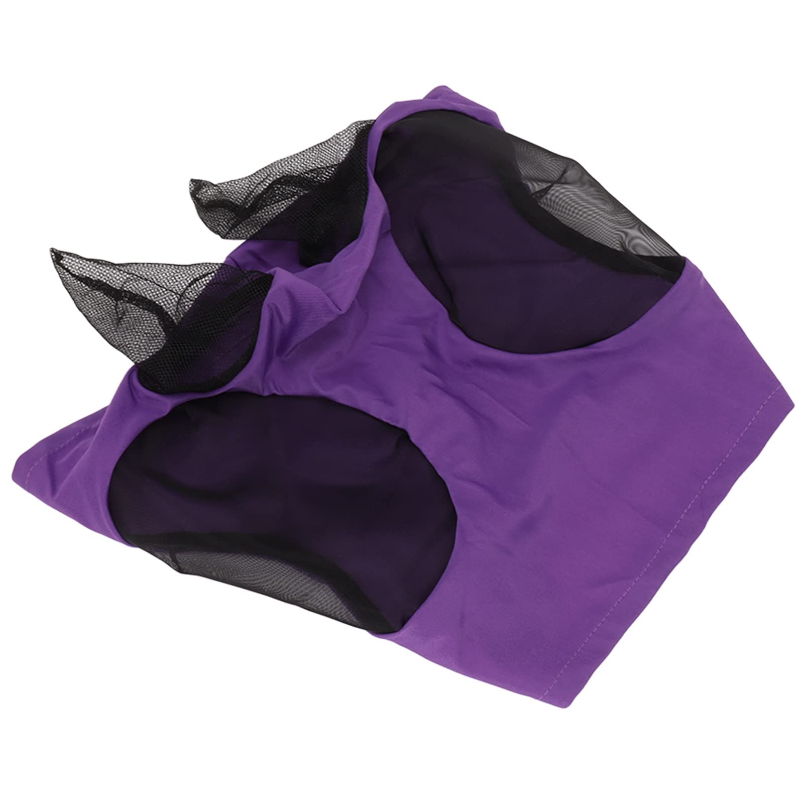 Horse Mesh Fly Mask Breathable Elastic Horse Face Mask with Ears Protection Riding Equestrian Gear (Purple)