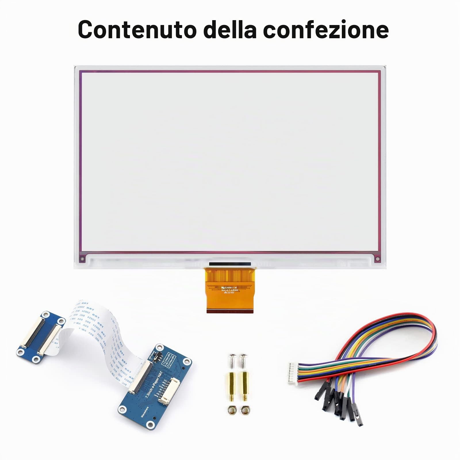 Waveshare 7.3 inch ACeP 7-colour E-paper HAT (with PCB), 800 x 480 resolution, SPI interface, low power consumption, wide viewing angle, paper like, for shelf label/industrial instruments, etc